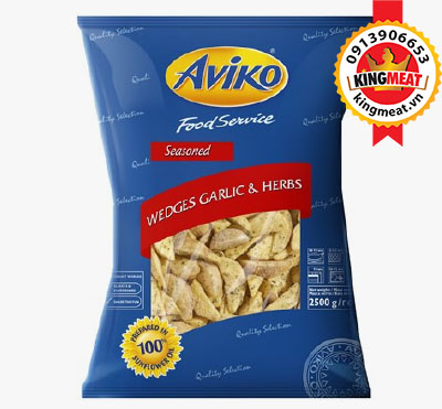 KHOAI TÂY CẮT MÚI TẨM GIA VỊ TỎI VÀ THẢO MỘC-AVIKO GARLIC AND HERD WEDGES-2,5KG