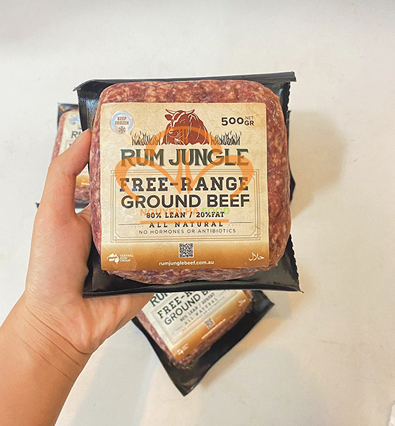 Thịt Bò Úc xay Rum Jungle 500g Nguyên Hà chuyên cung cấp xúc xích, pate, Jambon, thịt xông