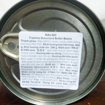 Đậu Bơ Đóng Hộp Fiamma - Canned Butter Beans Fiamma 