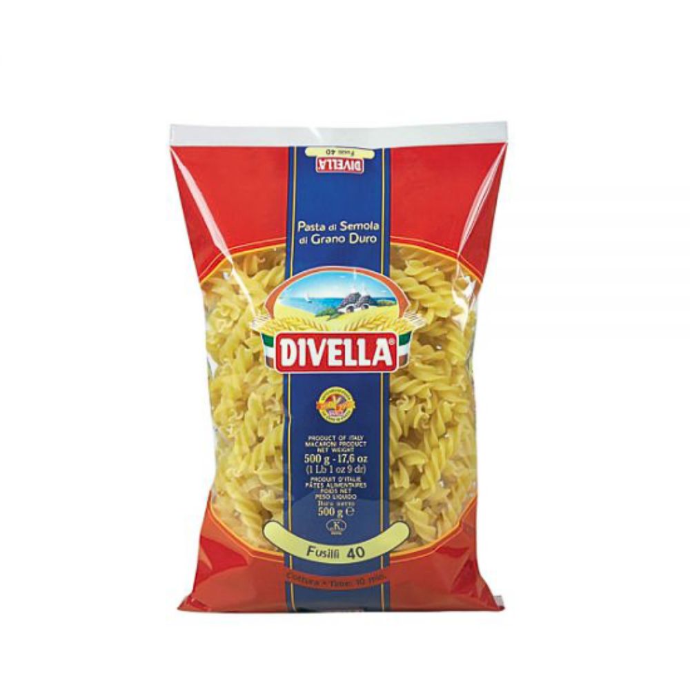 Nui Xoắn Fusilli 40 Divella (500gr/Gói, 24Gói/Thùng)