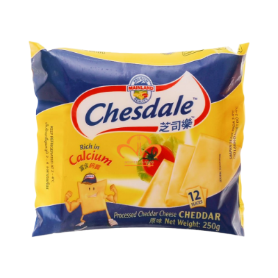 PHÔ MAI LÁT CHEDDAR VỊ SỮA HIỆU CHESDALE (MAINLAND) -CHEDDAR CHEESE SPREAD PROCESSED SLICED CHESDALE (MAINLAND) - 250gr (12 MIẾNG)