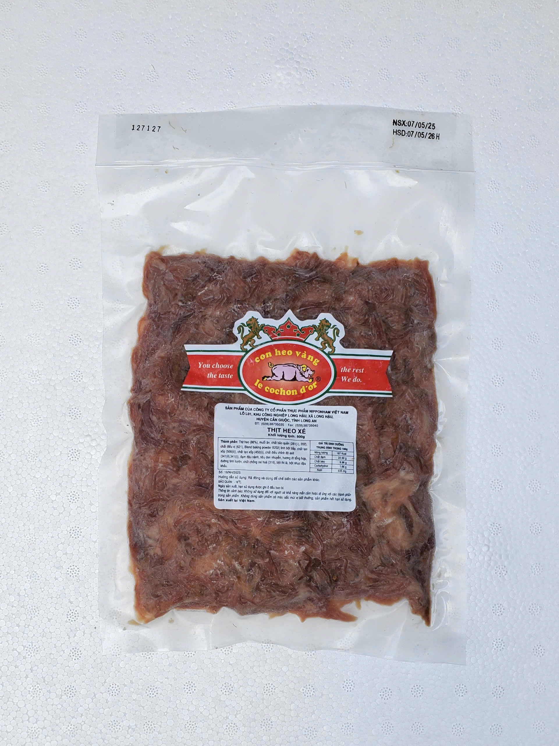 Thịt Heo Xé Sợi Nipponham Pulled Pork (Gói/500gr,Thùng/5kg,10Gói/Thùng)