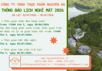 Lịch Nghỉ Mát Hàng 2026 Nguyên Hà Food
