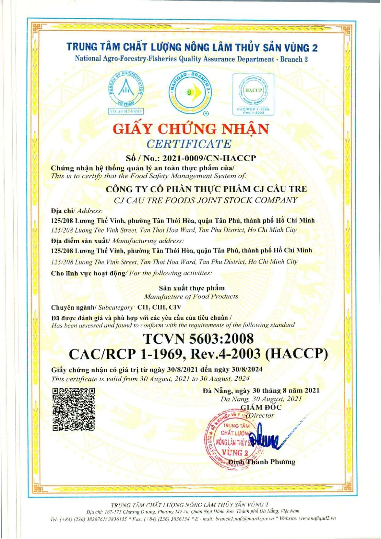 CHỨNG NHẬN VSATTP CJ CẦU TRE VIỆT NAM | Nguyên Hà chuyên cung cấp xúc ...