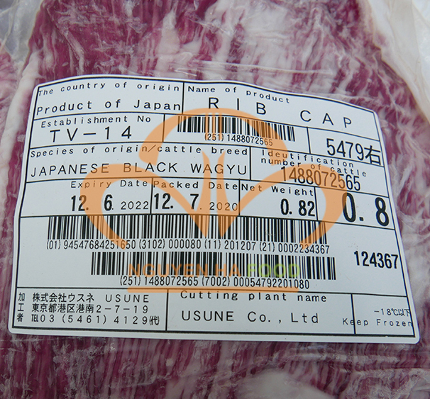 Tem chi tiết sản phẩm nắp thăn ngoại bò Wagyu